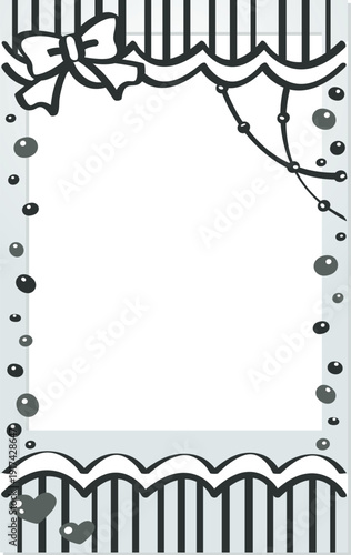 A Polaroid photo with a black doodle and a cute frame decoration. It's decorative material.