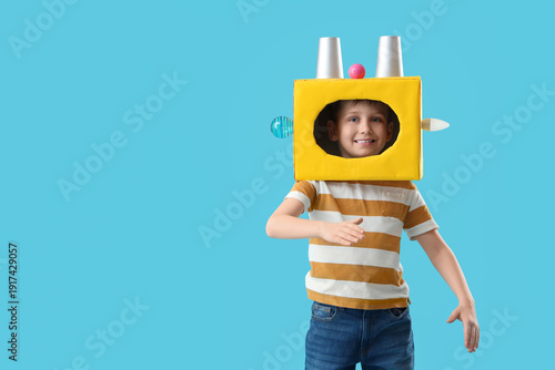 Cute inventor with robot he...