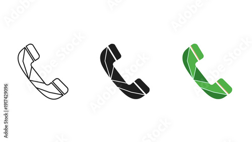 Three different colored phone icons in a row Vector