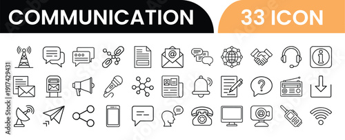 Communication icons set with various symbols for different purposes
