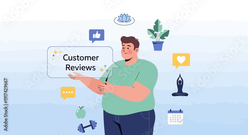 Customer Reviews With Icons Representing Health And Lifestyle Choices