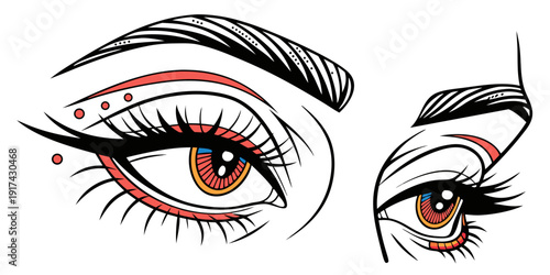 A detailed illustration showcasing the anatomy of the human eye with emphasis on eyelashes.