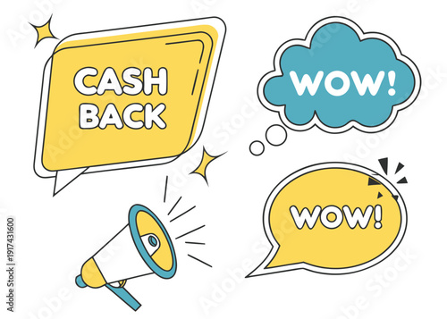 Exciting cash back and wow promotions announcement Vector