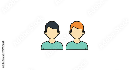 Illustration of Two Men Avatars Profiles.