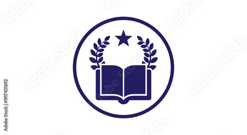 Icon of Open Book with Laurel Wreath.