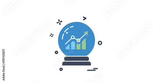 Crystal Ball with Business Graph Chart.