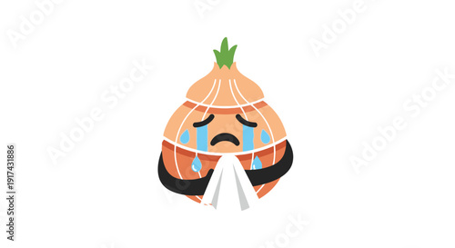 Crying Onion Character Illustration Cartoon Mascot.