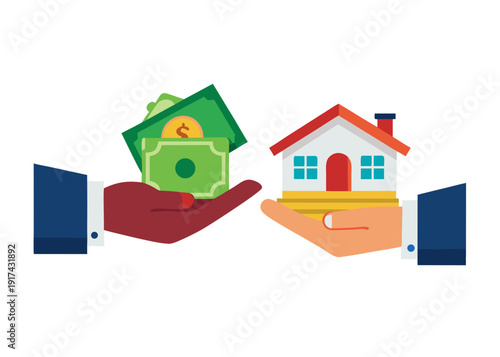 Financial transaction for property purchase Vector