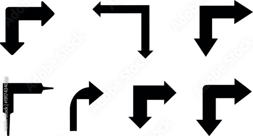 Collection of black arrow icons pointing in various directions