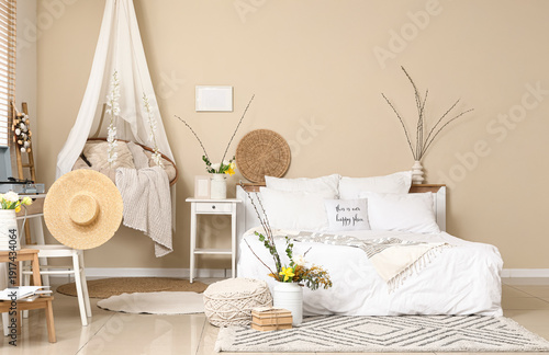 Interior of bedroom decorat...