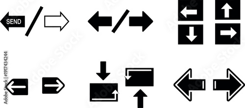 Collection of various directional arrows and symbols for navigation and flow