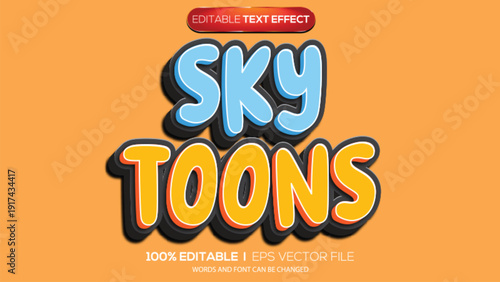 3d text effect sky toon theme