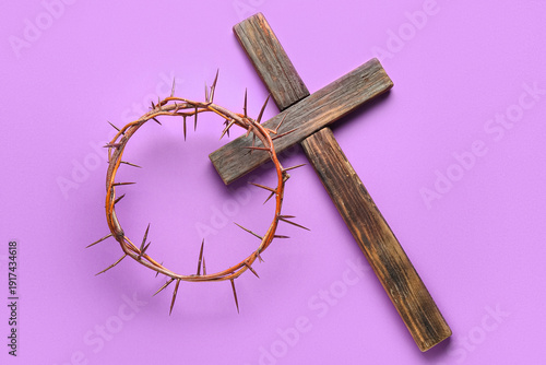 Crown of thorns and wooden ...