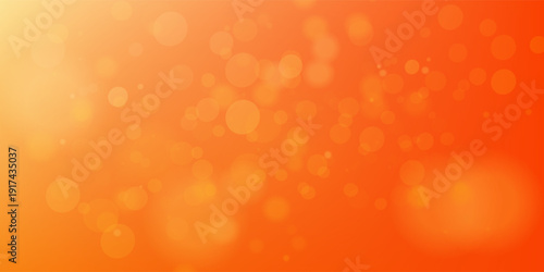abstract orange background with bokeh lights and sunlight, panoramic background with copy space