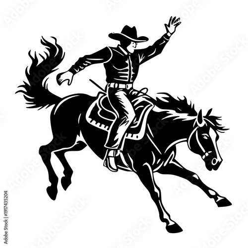 Wallpaper Mural Rider and horse illustration , vector illustration of a horse and cowboy , silhouette of a horse and cowboy  Torontodigital.ca