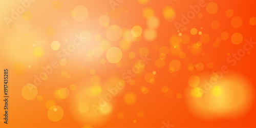 abstract orange background with bokeh lights and sunlight, panoramic background with copy space
