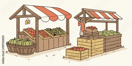 A picturesque village scene with traditional wooden houses and lush greenery