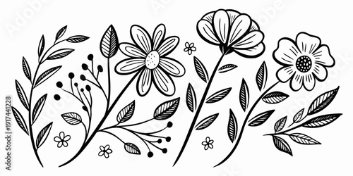 A delicate and intricate floral design with flowers and leaves in a symmetrical pattern