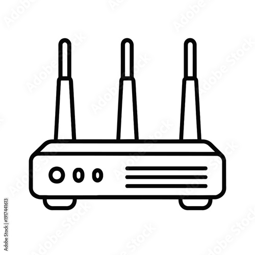 Modern Wireless Wi-Fi Router Icon with Three Antennas, Symbolizing High-Speed Internet Connectivity and Robust Home Networking. Essential for Seamless Digital Communication, Smart Home Integration