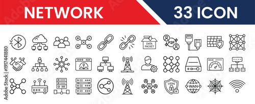 Network related icons collection for digital connectivity and security