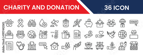 Charity and Donation Icons Collection for Fundraising and Giving