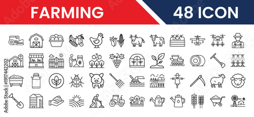 Comprehensive farming icons collection for agricultural and rural themes