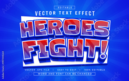 Heroes Fight 3D editable text effect style - Premium Vector