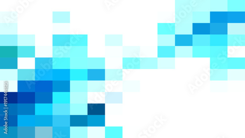 Vector Geometric abstract art forms, featuring mosaic of cerulean pixels with a minimalistic artistic concept of simplicity and modernity. Exploring pixelated artwork and patterns.