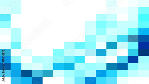 Vector Geometric pixelated abstraction in varying shades of azure, cerulean, and aquamarine. Displaying seamless gradients, evoke digital design, the internet, modern graphics. 