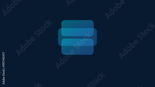 Minimalist abstract design of stacked geometric shapes with gradient blue tones