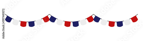 Festive bunting garland isolated on white background for party, city ​​festival, fair and holiday decoration.