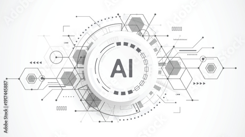 Abstract artificial intelligence chipset on science template with circuit board in futuristic concept technology artwork for web, banner, card, cover. Vector illustration