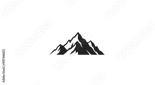 Simplified, monochrome graphic depiction of jagged mountain peaks against a bright white background