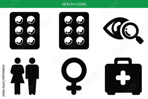 Wallpaper Mural Health care icons set in minimalist style vector Torontodigital.ca