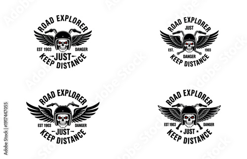 Road Explorer Skull Wings Danger Keep Distance Emblem Keywords: road explorer, just keep