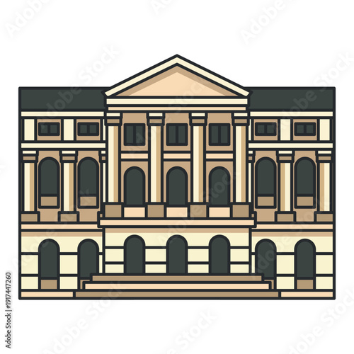 Wallpaper Mural Historic classical facade with columns and pediment. Illustration. Object isolated on white background. Torontodigital.ca