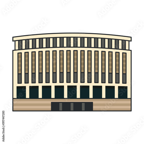 Wallpaper Mural Modern circular civic building with vertical windows and curved facade. Illustration. Object isolated on white background. Torontodigital.ca