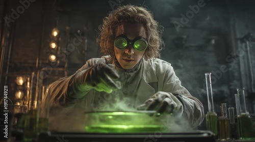 Scientist Conducting Experiment in Laboratory Setting