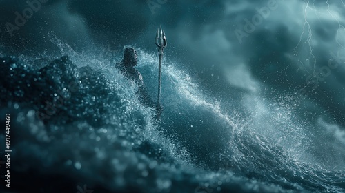 Powerful Poseidon Commanding the Stormy Seas