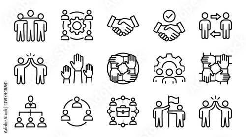 Diverse collection of human hand and body gestures and actions for communication and teamwork