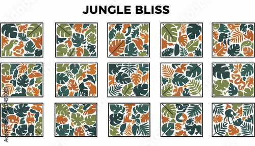 Tropical Jungle Leaves Pattern with Animals