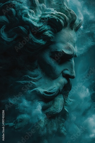 Majestic Representation of Poseidon in Motion