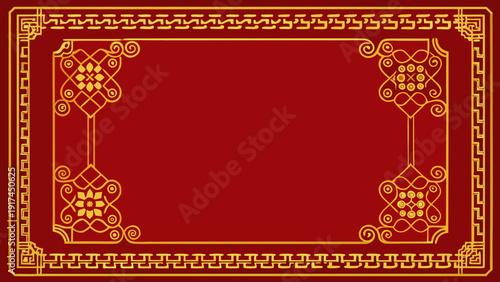 An intricately designed red and gold decorative border on a vintage background Vector