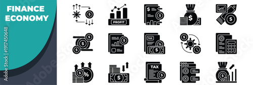 Finance and Economy Vector Icons Collection for Business Analytics