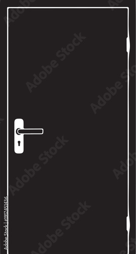 Modern black door with sleek silver handle and lock