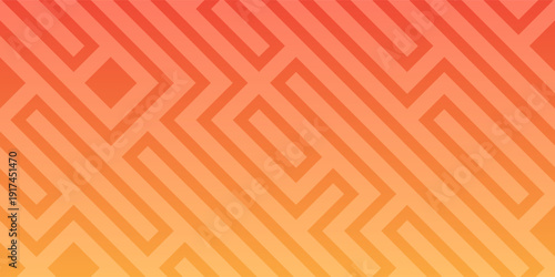 Abstract Orange Geometric Gradient Background With Maze Pattern and Modern Minimal Texture for Design eps10