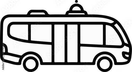 A simple line art icon of a bus, representing transportation