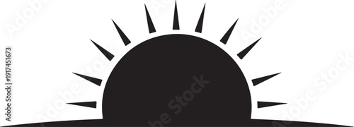 Simple black sun icon on white background illustration design