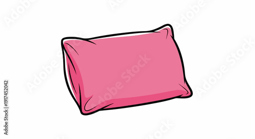 A simple pink pillow illustrated with a thick black outline