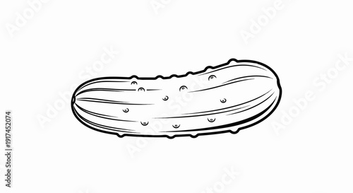 A simple, stylized black and white line drawing of a pickle